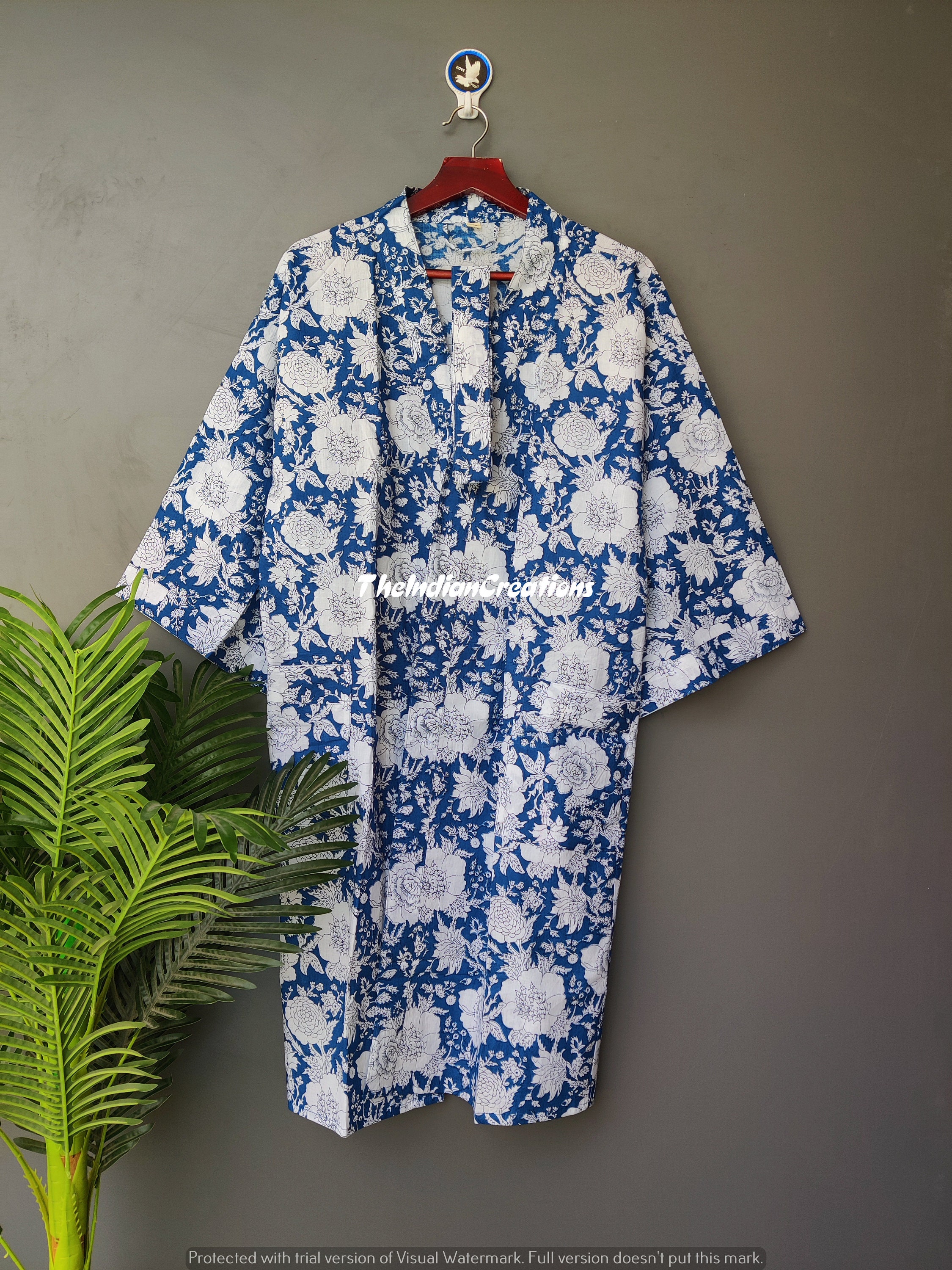 Cotton Kimono Dresses Bath Robe Kimono Hand Block Cotton - Etsy