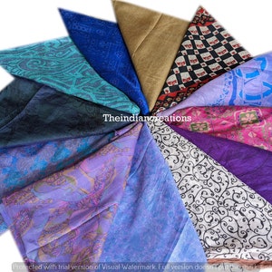 Huge Lot 100% Pure Silk Vintage Sari Fabric remnants scrap Bundle Quilting Journal Project By Weight or Quantity Saree Square Cut Silk Scrap image 8