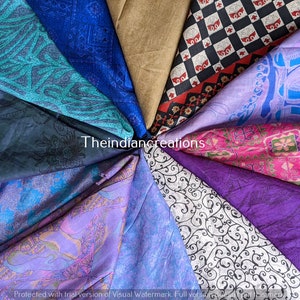 Lote enorme 100% seda pura Vintage Sari restos de tela chatarra Paquete Quilting Journal Proyecto por peso o cantidad Saree Square Cut Silk Scrap imagen 9