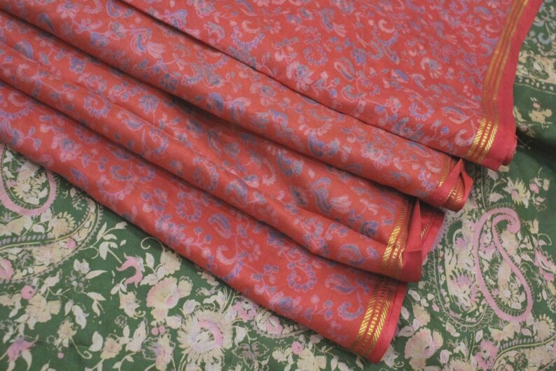 Indian Traditional Sari Vintage Floral Silk Sari 5 Yard Women/'s Garment Silk Saree Fabric Long Vintage Silk Sari Fabric Floral Saree #N80