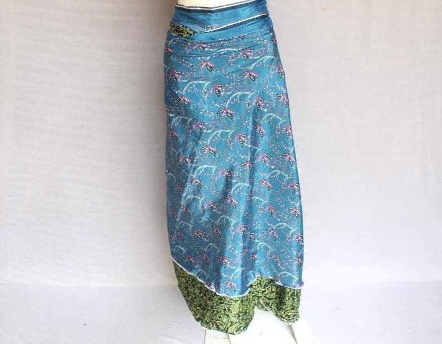 Gypsy long Wrap Skirt Double Layer Skirt Maxi Skirt Wrap | Etsy