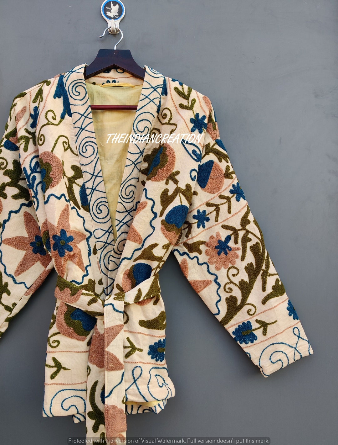 Cotton Suzani Hand Embroidery Jacket Coat Women Wear Winter Etsy