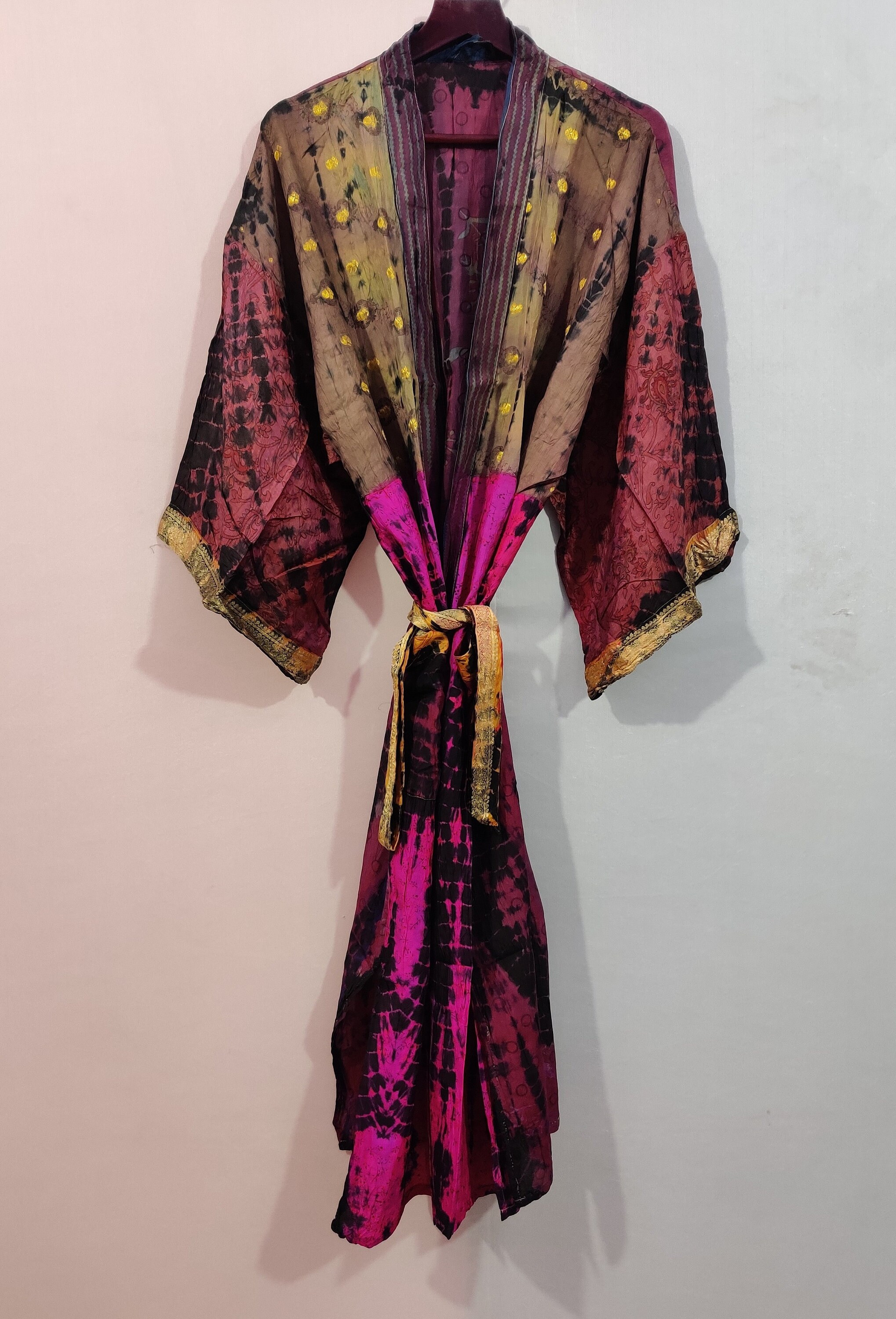 Tie Dye Kimono Robes Gift for her Pure Silk Kimono Patchwork Etsy