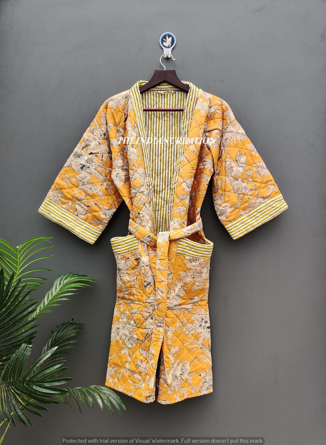 Cotton Handmade Floral Quilted Robe Jacket Women's Robe Etsy