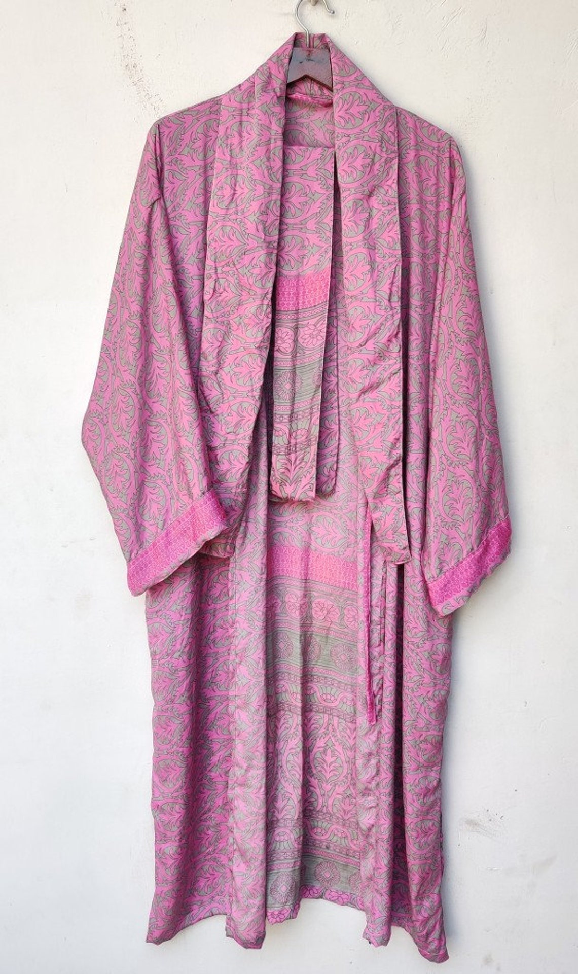 Pink Men kimono Silk Robe Kimono Silky Dressing Gown | Etsy