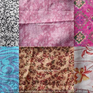 Lote enorme 100% seda pura Vintage Sari restos de tela chatarra Paquete Quilting Journal Proyecto por peso o cantidad Saree Square Cut Silk Scrap imagen 2