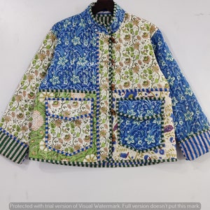 Quilted Jacket Floral Pattern Patchwork Boho Quilted Jacket for Autumn ...