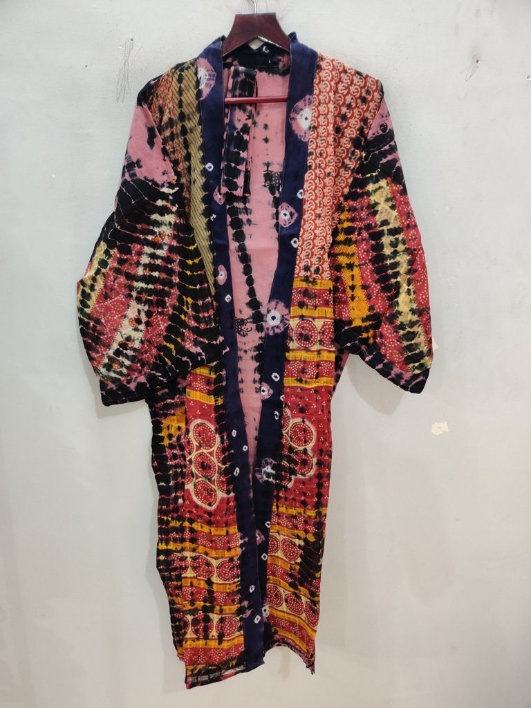 Tie dye robe long kimono Sleepwear kimono Boho style robe | Etsy