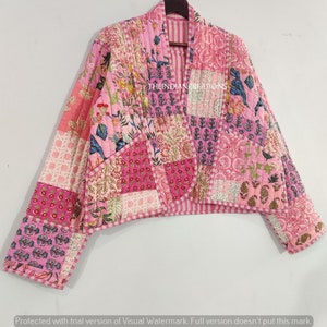 Vintage Reversible Flower Quilted Jacket , Quilted Jacket, Short kimono Women Wear New Style Pink Jacket, Winter Fashion