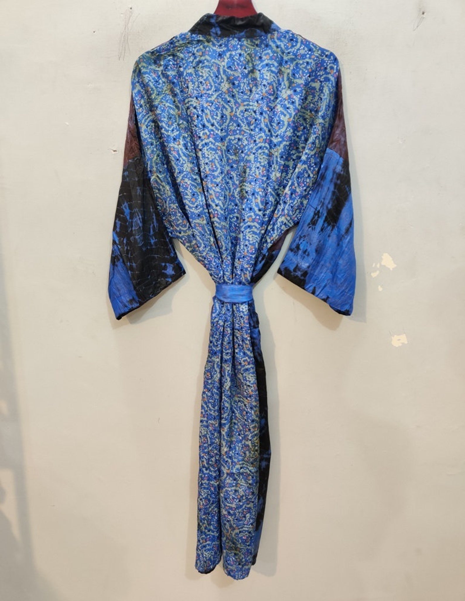 Long Silk Robe Bridal Silk Robe tie dye Silk Robe / Silk | Etsy