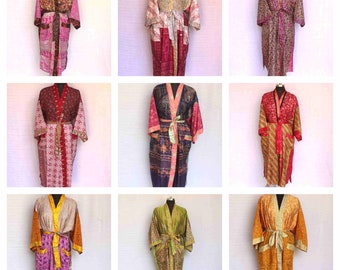 Saree kimono, Vintage saree kimono, High-quality Lingeries, Women Kimono, Bridesmaids' Robe , Indian Recycled Oriental Robe, ASSORTED KIMONO