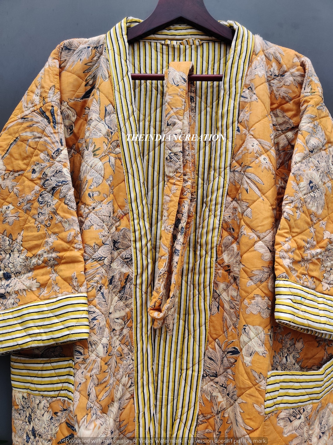 Cotton Handmade Floral Quilted Robe Jacket Women's Robe Etsy