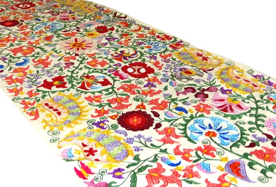 Original ouzbek broderie Animal éléphants Suzani d’ameublement tissu pour vêtements d’ameublement Suzani de métrage par mètre de soie 5461e7 Original ouzbek broderie Animal éléphants Suzani d’ameublement tissu pour vêtements d’ameublement Suzani de métrage par mètre de soie 5461e7