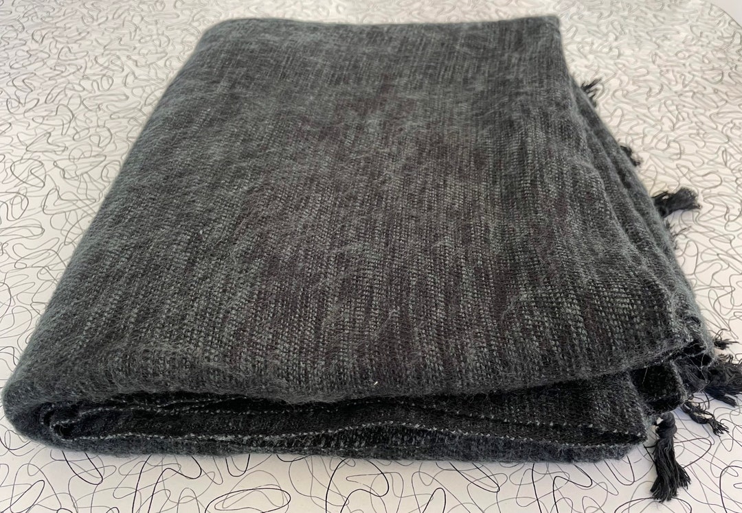 Hand Loomed Yak Wool / Cotton Blend Shawl Blanket Throw Made in Kathmandu Valley Approx 46 X 83