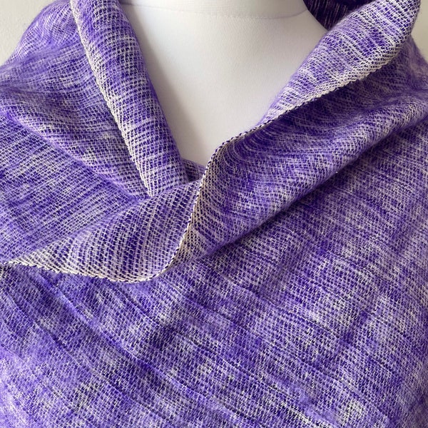 Hand loomed Yak Wool / Cotton blend Shawl Scarf  Throw Made in Kathmandu Valley Approx 31” x 70” Purple Flawed