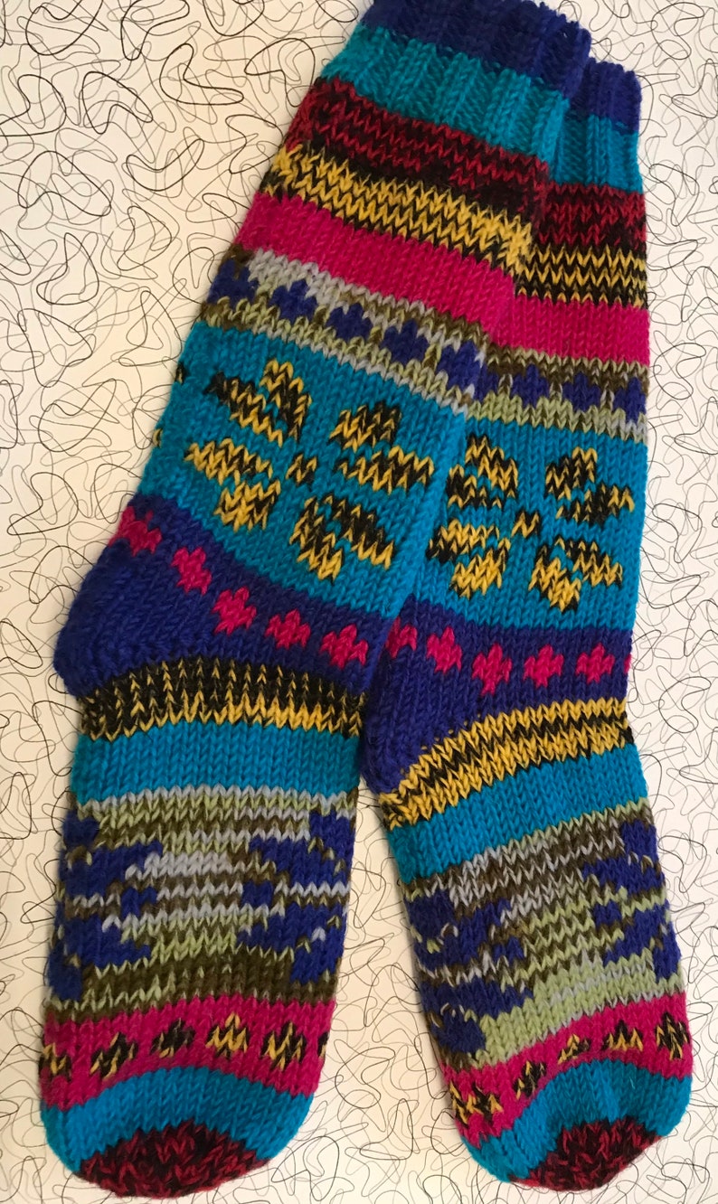 Quality Hand knitted 100/% wool Fleece lined adult socks Made in Kathmandu Valley