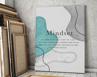 Mindset Noun Inspirational Canvas Print Wall Art Home Decor, Self Affirmation Quote Poster Positive Affirmation Women Inspiration Definition