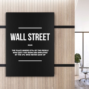 Wall Street Definition Art Office Decor Wall St Noun Forex Canvas Print, Stock Market Exchange Sign, Nasdaq Investor Trading Financial Quote