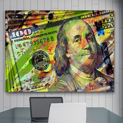 Money Art 100 Dollar Bill Print Benjamin Franklin Money Etsy