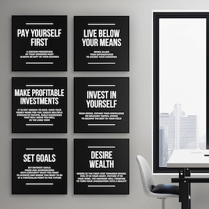 Money Investing Motivational Canvas Prints  6x Financial Quote Posters  Investor Definitions Digital Art