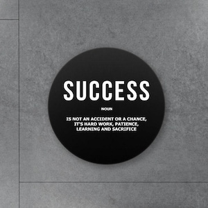 Modern Wall Art Set - 9 Rounded Canvas Prints with Inspirational Quotes - Minimalist Black  White Office Decor
