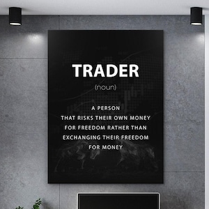 Trader Definition Wall Art - Motivational Canvas Print for Investors Stock Market Office Decor Gift for Traders