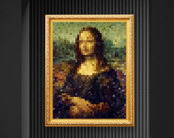 Mona Lisa Pixel Museum Quality Canvas Print, Reproduction Art, Large Wall Art