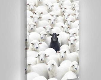 Toile d'art murale mouton noire se démarquer par la décoration intérieure moderne et motivante, impression animalier