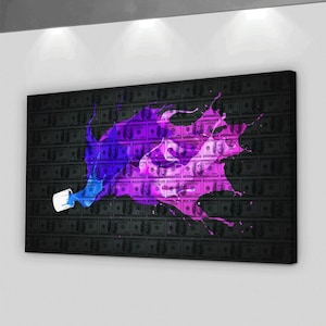 Paint Bucket 100 Bill Canvas Print Wall Art  Ben Franklin Pop Art Decor