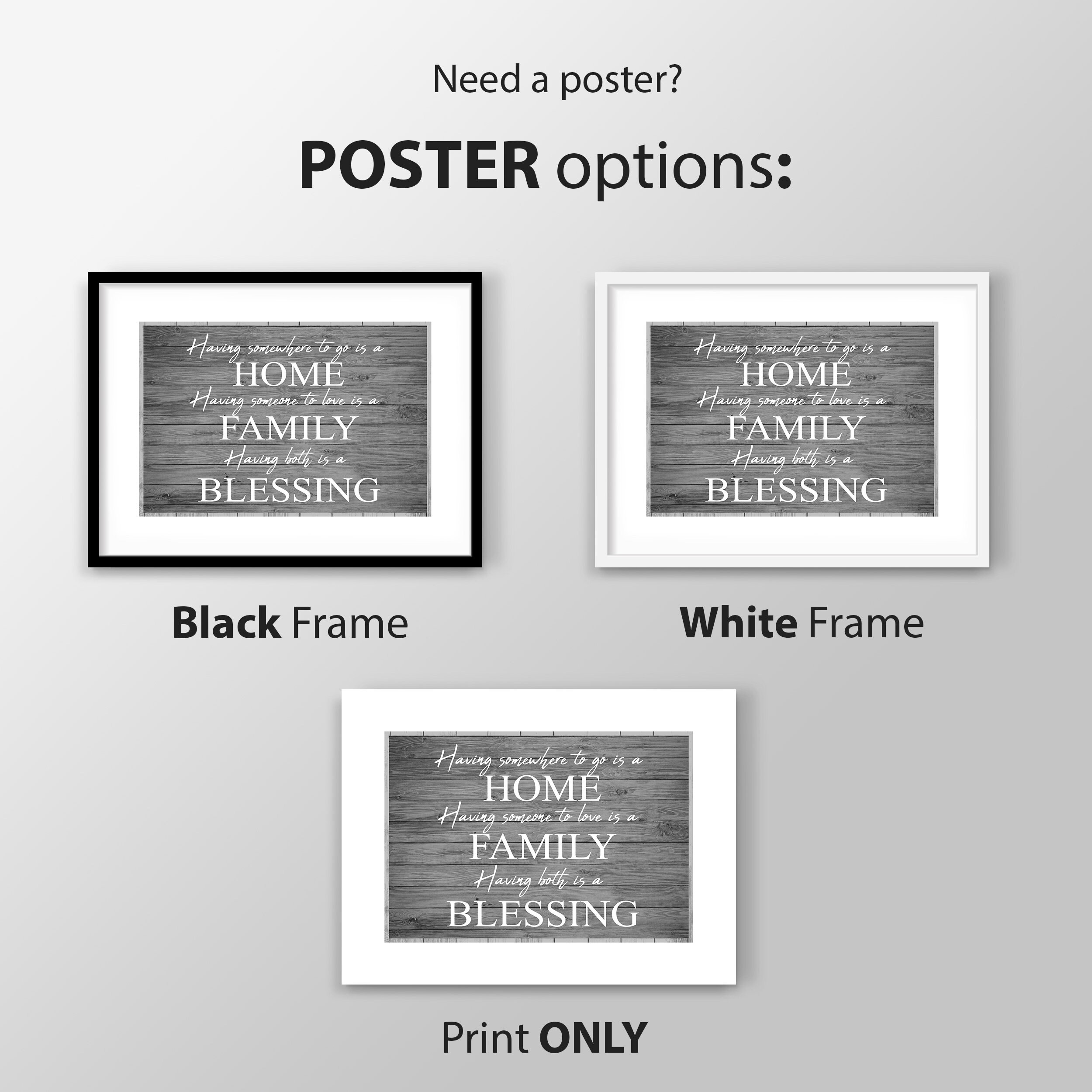 HOME FAMILY BLESSING Quote Canvas Print Love Home Wall Decor Wood Modern Art Sign Bedroom Family