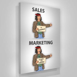 Sales Vs Marketing Wall Art  Advertising Agency Office Decor  Canvas Print Poster for Business Strategies