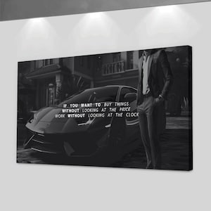 Motivational Wealth Mindset Wall Art  Success Boss Canvas Decor  Hustle Digital Lambo Poster