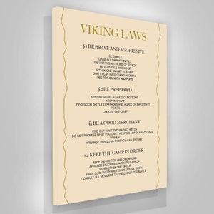 Viking Laws And Values Wall Art, Vikings Wisdom Quotes Be Brave Print Norwegian Scandinavian Style Canvas Print, Sword Viking Warrior Poster
