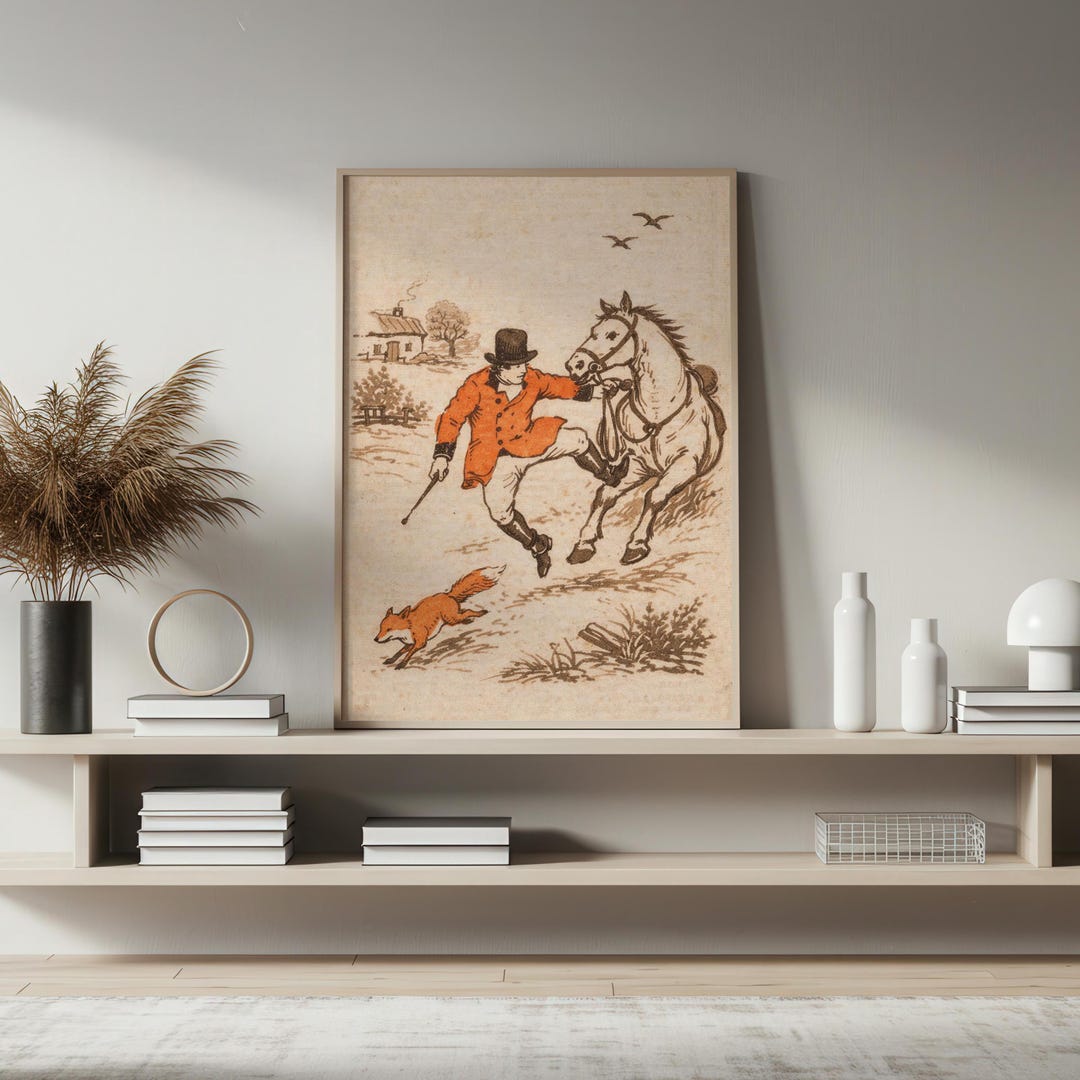 Vintage Fox Hunt Wall Art, Equestrian Horse Print, Antique Hunting ...