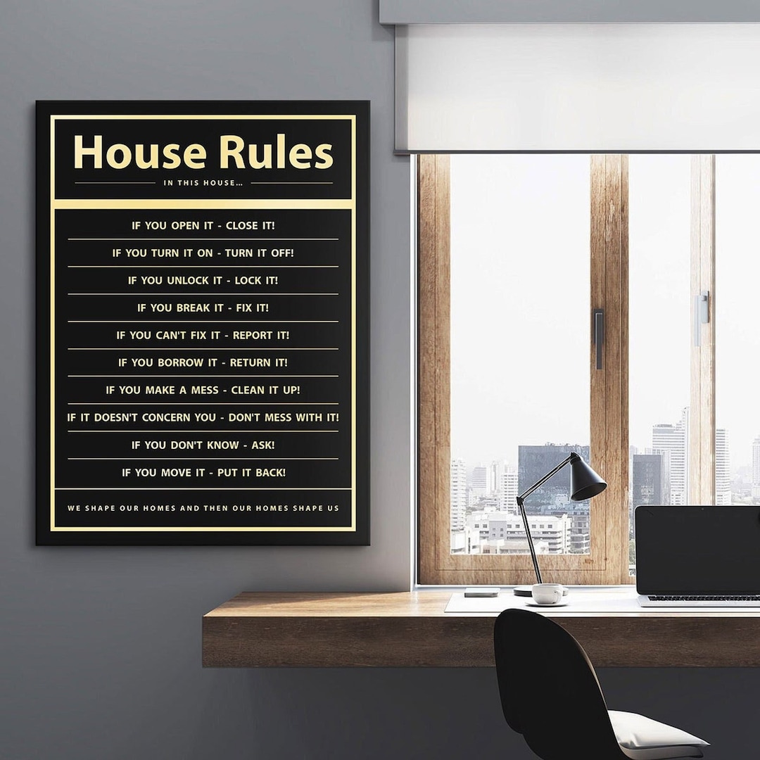 House Rules Wall Art Home Decor Canvas Print Family Home Inspirational Sign, House Inspiration