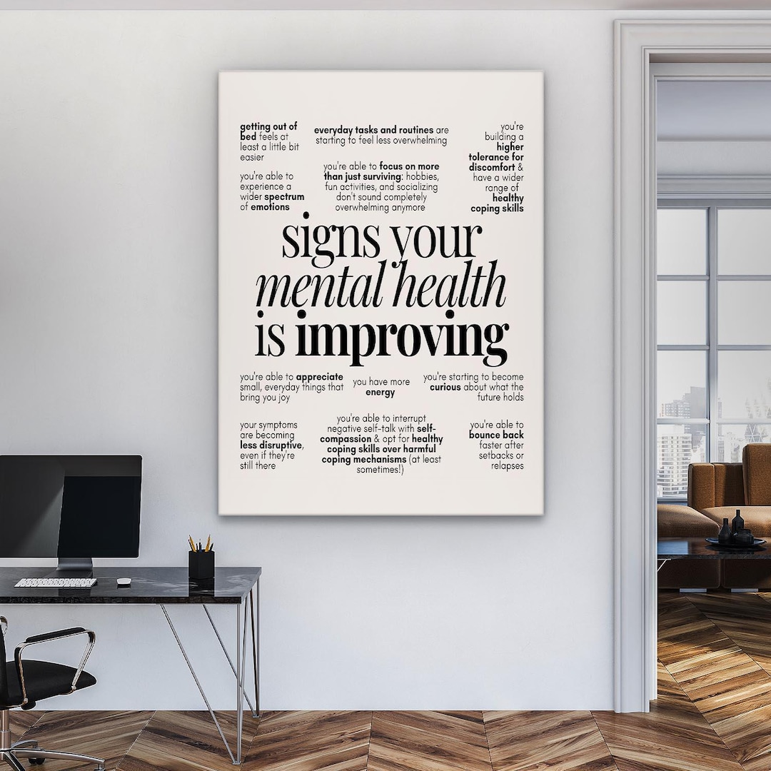 Signs Your Mental Health Is Improving Wall Art Mental Health Poster signs-your-mental-health-is-improving-wall-art-mental-health-poster