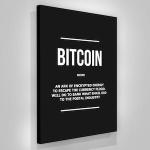 Bitcoin Definition Wall Art Office Decor Canvas Print, Bitcoin Noun Print, Cryptocurrency Sign, BTC Sign, Crypto Gift, Bitcoin Art Quote
