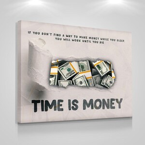 Time Is Money Motivational Wall Art  Investor Office Decor  Millionaire Canvas Print