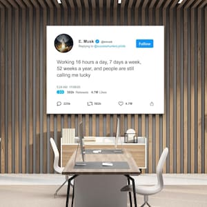 Elon Musk Motivational Canvas Print  Work Like Hell Art  Office Decor Sign