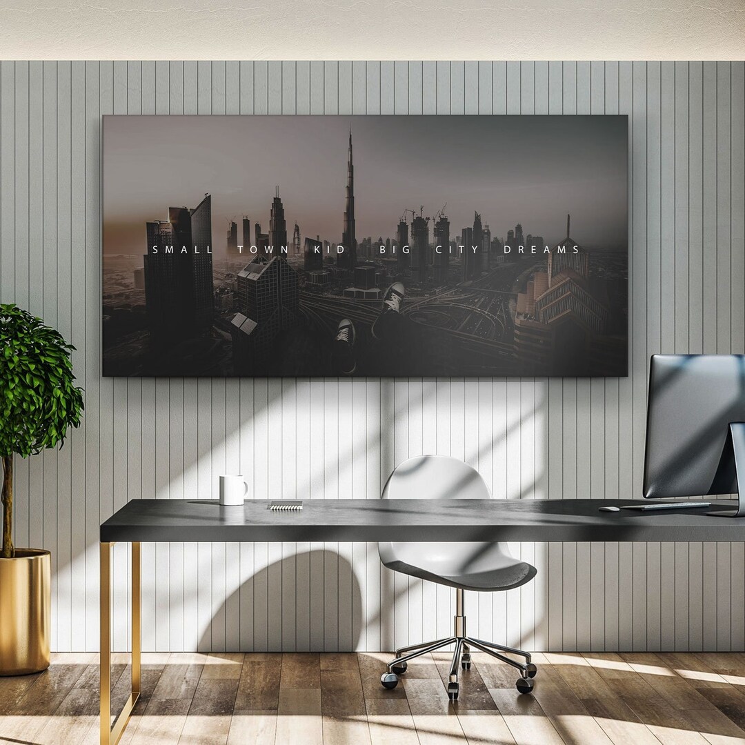 Small Town Kid Mindset Canvas Print Big City Dreams Motivational Sign