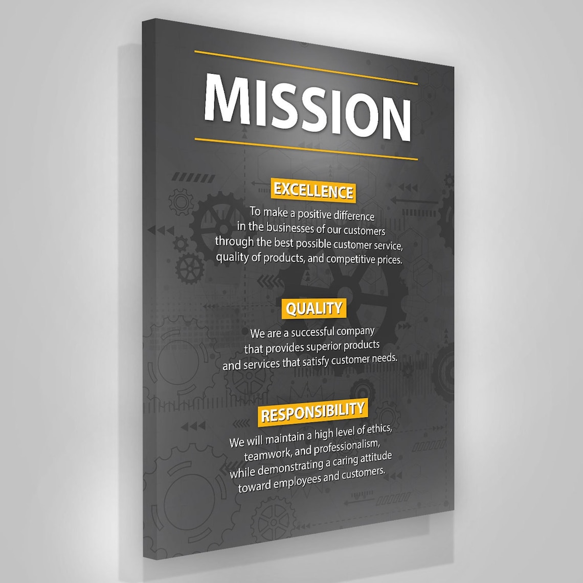 3x Company Core Values Motivational Wall Art Business Mission Etsy