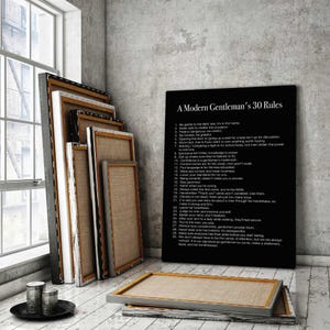 Modern Gentlemans 30 Rules Canvas Print Inspirational Wall Art for Men Motivational Gift for Him image 2
