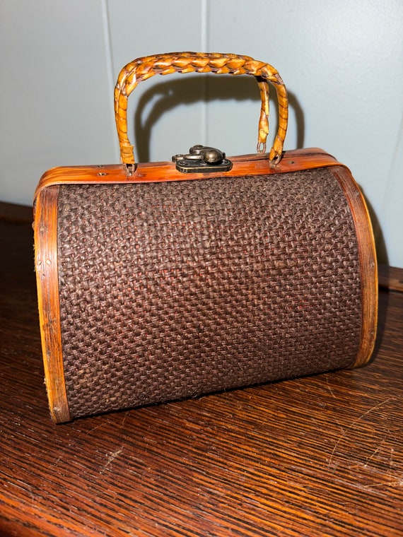 Woven Rattan and Wood Purse - image 1