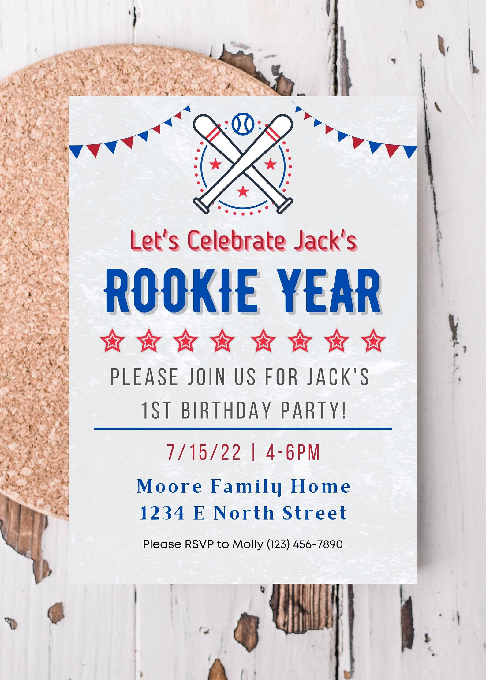 Rookie Year First Birthday Invitation Canva Template - Etsy