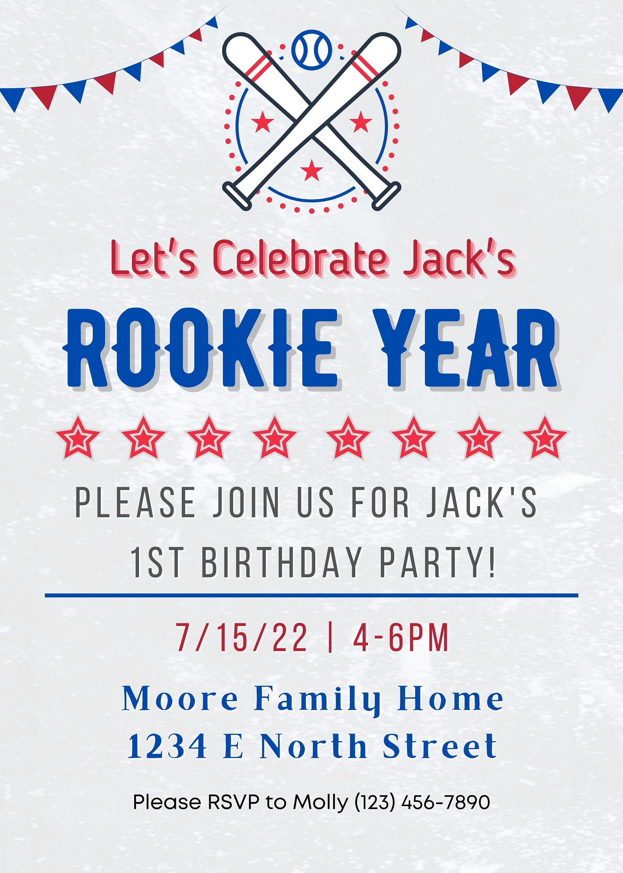 Rookie Year First Birthday Invitation Canva Template - Etsy