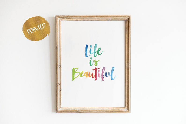 La Vida Es El Arte Hermoso De La Pared Del Arco Iris Etsy