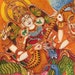 Wunderschöne Göttin Saraswathi - Kerela Wandbild Leinwandgemälde