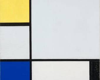 Piet Mondrian Paintings - Composition with Yellow, Blue, Black and Light Blue Abstract Painting - Unframed Rolled Canvas Digital Painting