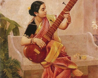 Raja Ravi Varma - Kadambari - Rolled Canvas Reprint (Unframed)