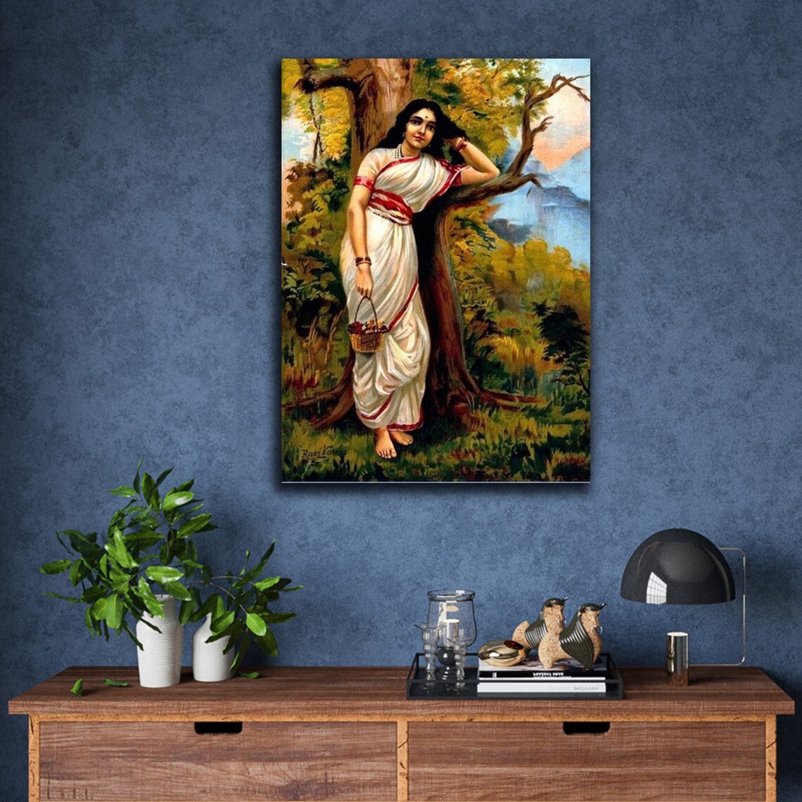 Ahalya by Raja Ravi Varma Rolled Canvas Reprint Unframed